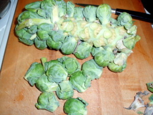 trimming Brussels sprouts