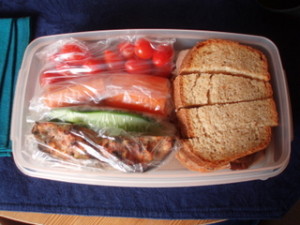 sandwich and vegetables