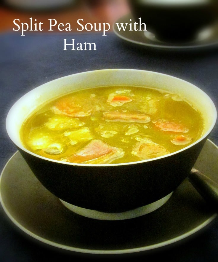 Split Pea Soup with Ham - a perfect use for the ham bone and the last of the meat! A warm, classic delicious soup. 