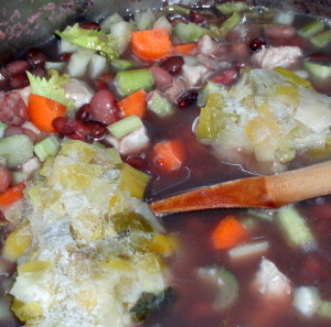 Vegetables added to soup, for flavor! 