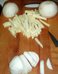 Cutting turnips 