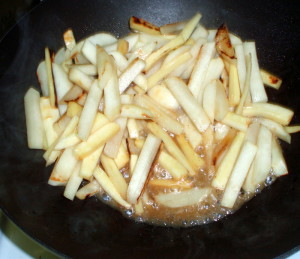 Vegetables simmering in broth