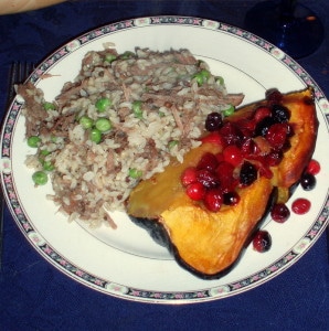 Squash and beef and rice mix