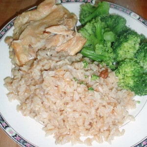 Chickken, Pilau, and broccoli - inhabitedkitchen.com