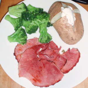 Ham, Baked Potato, Broccoli - inhabitedkitchen.com