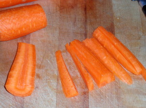 Slicing julienne carrots