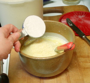 Adding masa harina to cornmeal - www.inhabitedkitchen.com