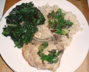 Dinner - pork chop and chard - www.inhabitedkitchen.com