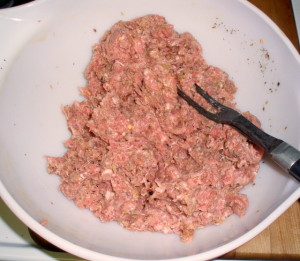 Seasoned meat and crumb mix for meatballs - www.inhabitedkitchen.com
