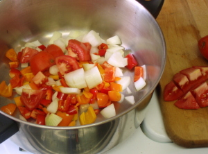 Chopped vegetables in pot - www.inhabitedkitchen.com