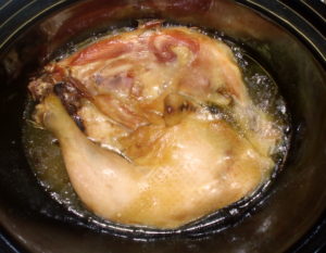 Cooked Chicken in slow cooker - www.inhabitedkitchen.com