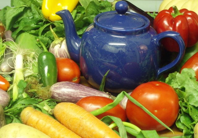 Still Life - Vegetables with Teapot - www.inhabitedkitchen.com