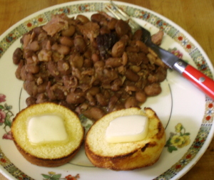 Breakfast - pork & beans, corn muffins - www.inhabitedkitchen.com