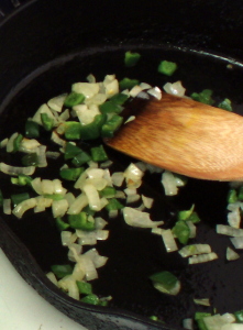 Sauteing onion and jalapeno - www.inhabitedkitchen.com