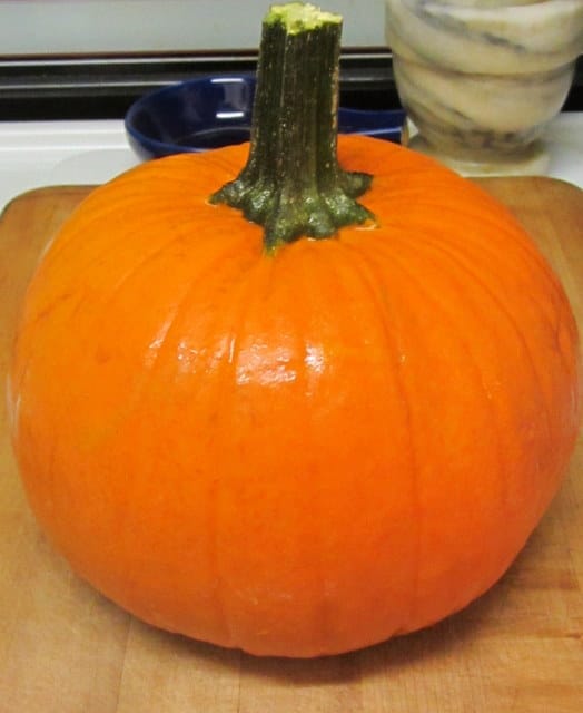 Roast Stuffed Pumpkin with sausage, for a special Fall dinner - a meal for 2, a festive side dish for a dinner party.