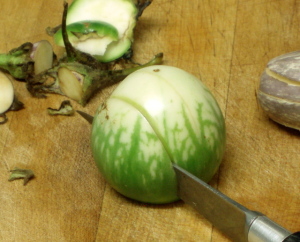 Cutting eggplant fans - www.inhabitedkitchen.com