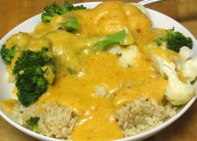Vegetables and rice with Chipotle Cheese Sauce - www.inhabitedkitchen.com