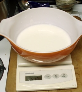 Weighing buttermilk - www.inhabitedkitchen.com