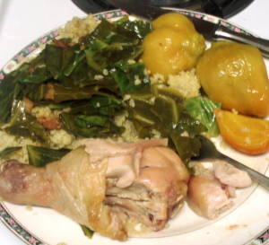 Dinner - chicken, beets, and collards - wwww.inhabitedkitchen.com