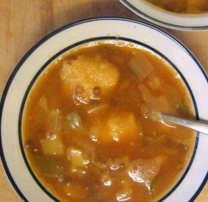 Chicken Soup with (failed) corn dumplings