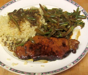 Dinner - pork chop in pomegranate molasses 