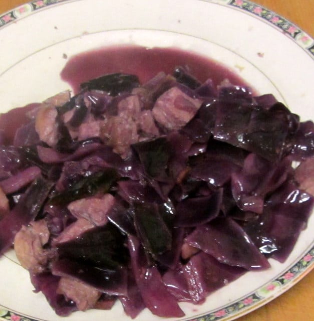 Red cabbage simmered with pork - www.inhabitedkitchen.com