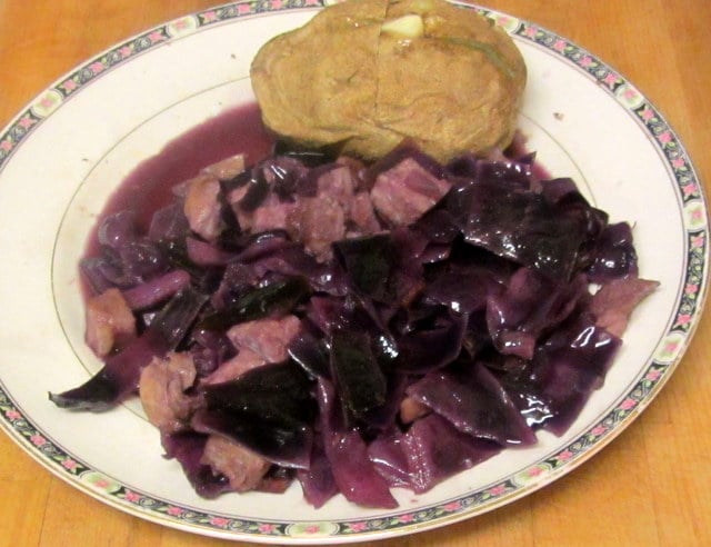 Red cabbage simmered with pork - www.inhabitedkitchen.com