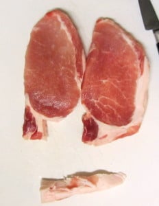 Trimming loin pork chops - www.inhabitedkitchen.com