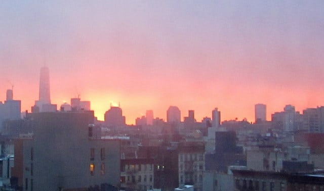 January Sunset over Lower Manhattan- Inhabited Kitchen