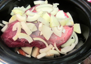 Pot roast in slow cooker, ready to cook - www.inhabitedkitchen.com