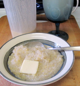 Breakfast - hot porridge, orange flavored protein shake - www.inhabitedkitchen.com