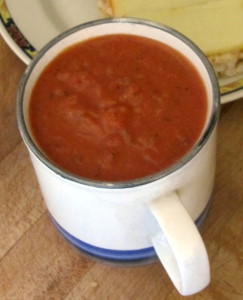 Almost Instant Cream of Tomato Soup, with a cheese sandwich, for a classic lunch - www.inhabitedkitchen.com