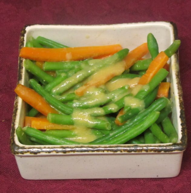 Green beans and carrots in a simple miso sauce - www.inhabitedkitchen.com