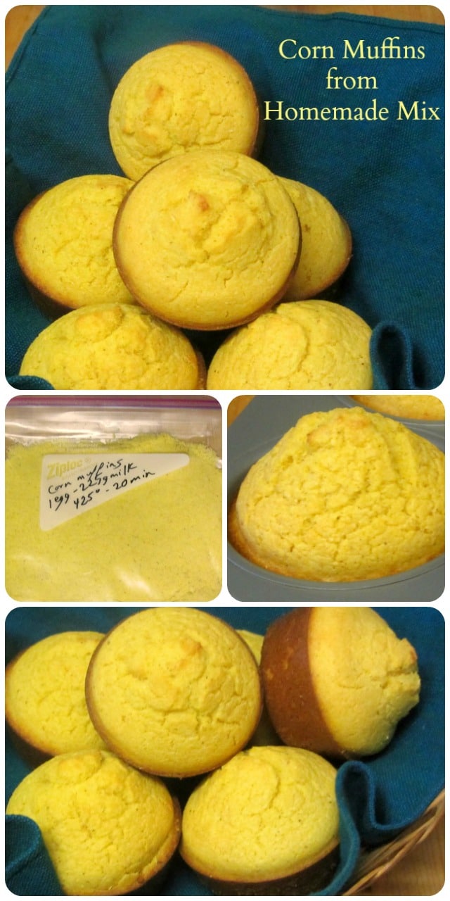 Gluten Free corn muffins from homemade mix - quick, easy and convenient.