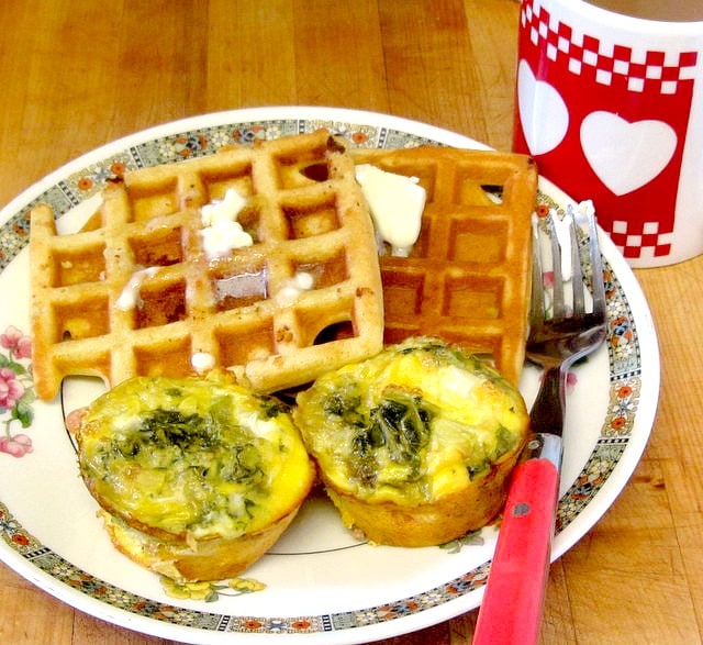 GF waffles and egg and ham muffins - a lovely breakfast! www.inhabitedkitchen.com