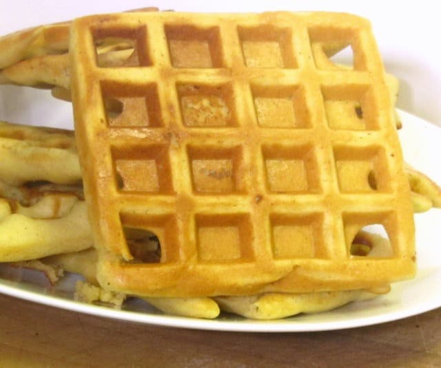 Golden braown, gluten free waffles - www.inhabitedkitchen.com