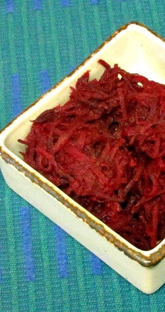 Shred beets and saute them in butter - with a little orange juice to brighten them - for a lighter feeling vegetable - www.inhabitedkitchen.com