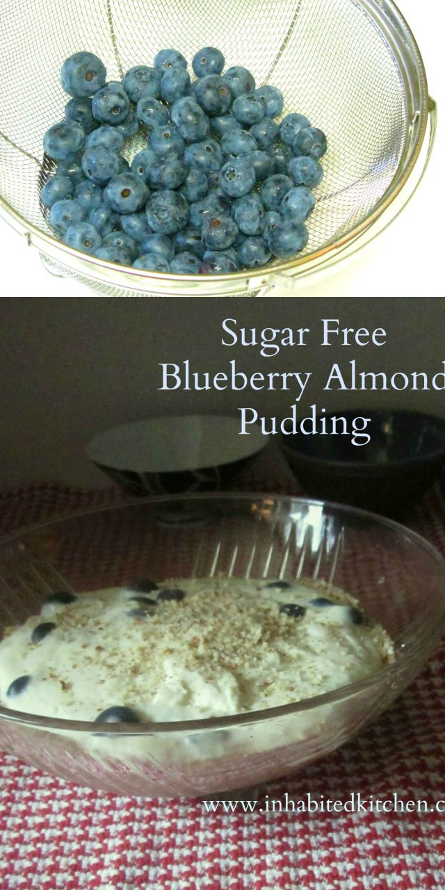 Blueberry Almond Pudding - Fresh berries nestled in creamy almond flavored pudding, with the slight crunch of almond meal. A perfect sugar free dessert. www.inhabitedkitchen.com