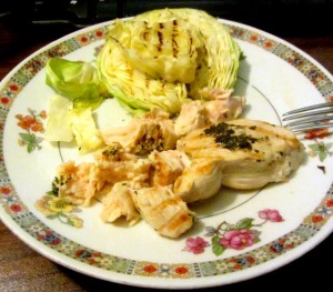 Grilled cabbage and chicken breast "steaks" - www.inhabitedkitchen.com