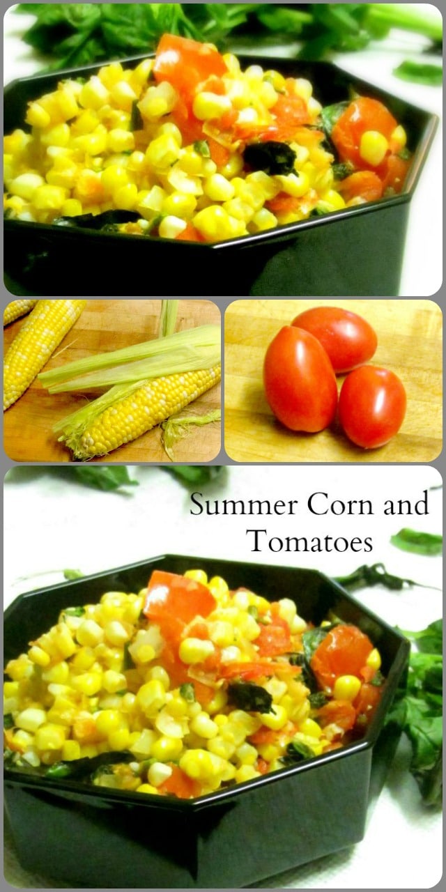 Very lightly saute fresh corn and tomatoes for a delicious and easy vegetable recipe that tastes like summer.