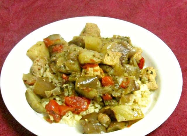 Simmered pork and eggplant, with Greek inspired seasoning - www.inhabitedkitchen.com