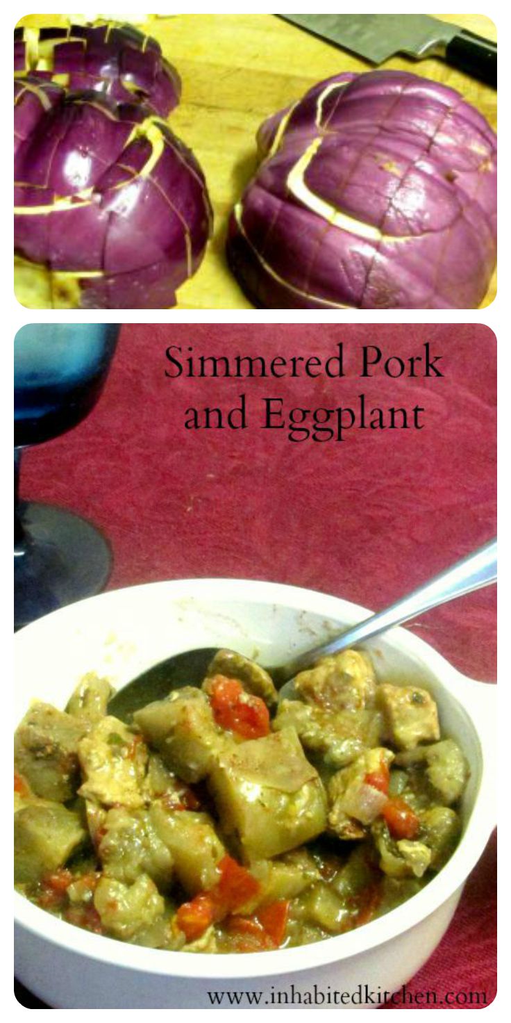 Simmered pork and eggplant, with Greek inspired seasoning - www.inhabitedkitchen.com