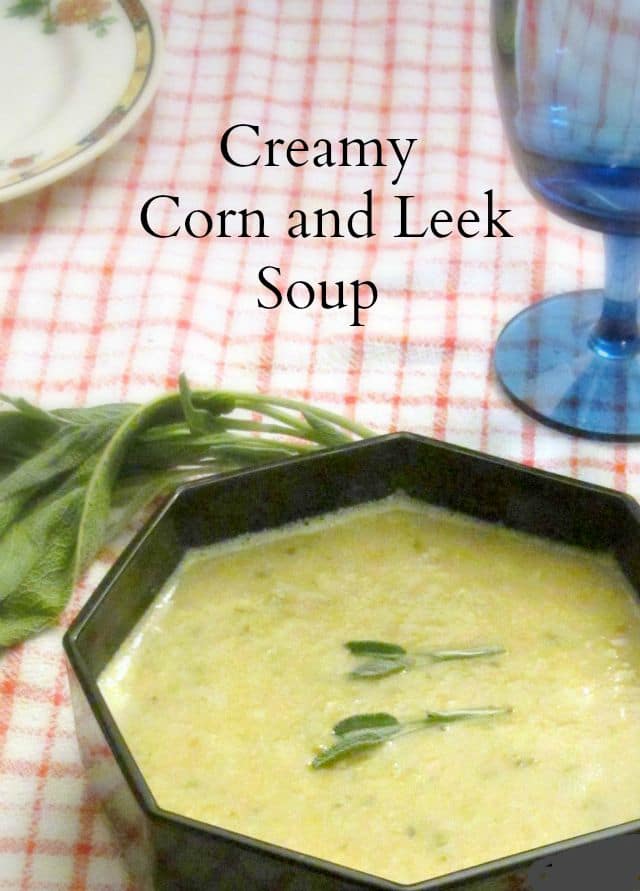 Creamy corn and leek soup - #gluten free and #vegan, and perfect for the first cool nights at the end of summer! www.inhabitedkitchen.com