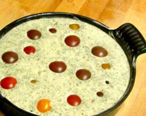 Cherry Tomato Clafoutis, a savory take on a classic recipe. Very easy and very elegant. (Gluten Free version.) www.inhabitedkitchen.com