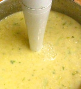Creamy corn and leek soup - gluten free and vegan, and perfect for the first cool nights at the end of summer! www.inhabitedkitchen.com
