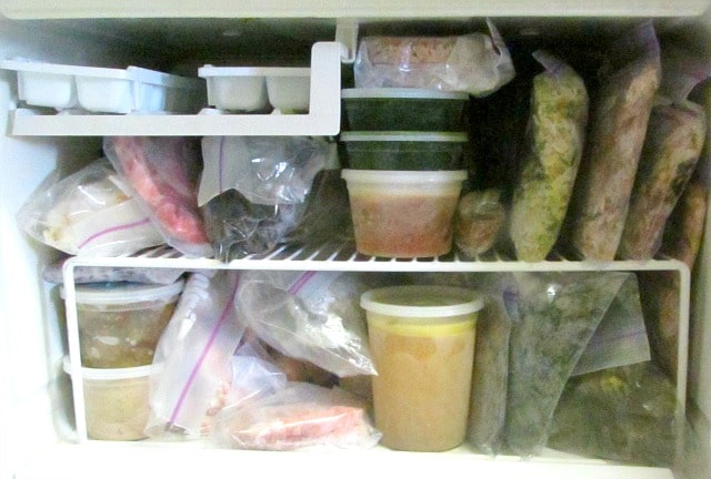 Freezer Planning - a freezer stocked with vegetables and meat (cooked or not) makes meal preparation easy. 