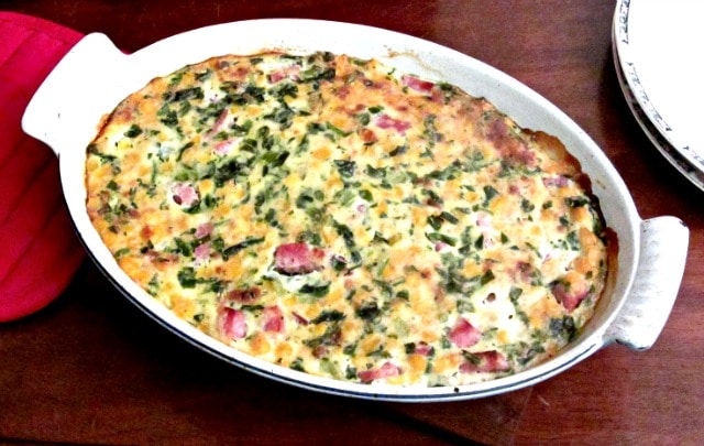 Use leftover ham to make a casserole with corn and spinach. Colorful, plenty of flavor, and a bit of a change. 