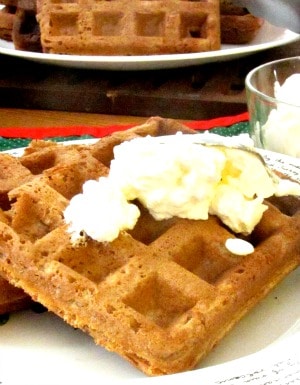 Gingerbread waffles - gluten free, sugar free, but light and crisp, with the warm aroma of the gingerbread spice blend. 
