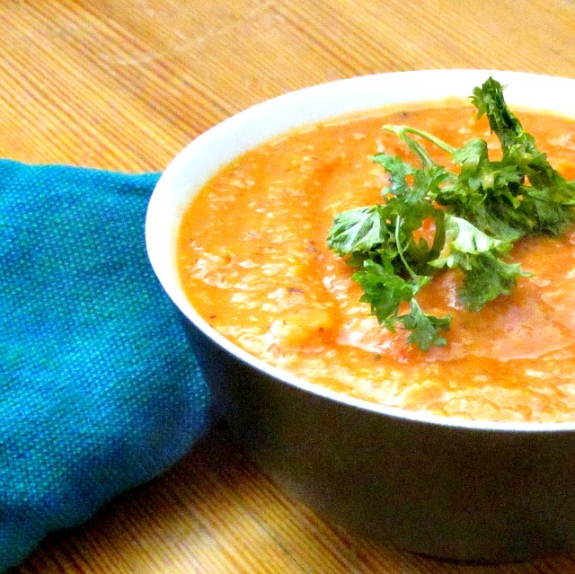 Make this surprisingly creamy tomato and navy bean soup quickly and easily if you have cooked (or canned) beans on hand.