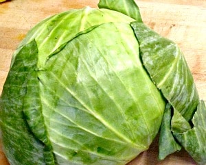 Simple sauteed cabbage with Harissa - a North African combination of hot peppers and spices, that adds both heat and complex flavor.